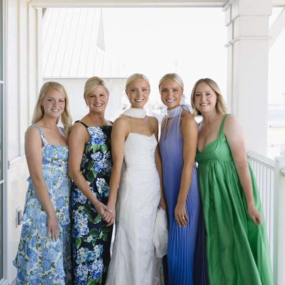 L'IDEE les éléments opera pleated asymmetric gown - Ocean Blue | Size: Small, 4 - Picture 5 of 14